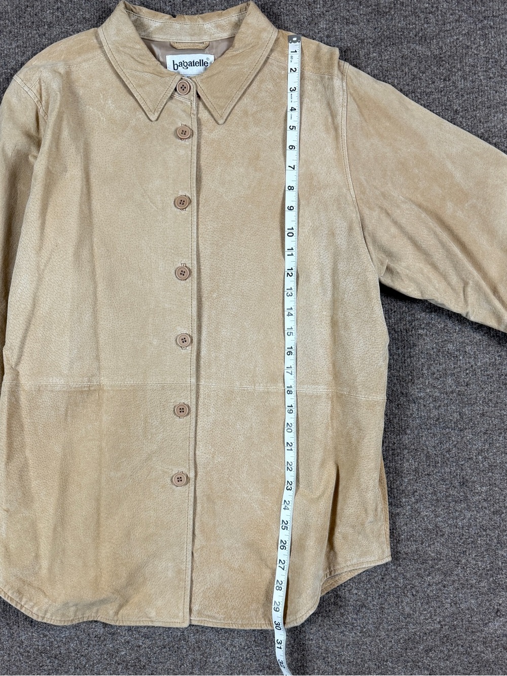 Vintage Bagatelle Tan Suede Leather Lightweight Button Up Shirt Jacket Womens XL - Picture 8 of 9